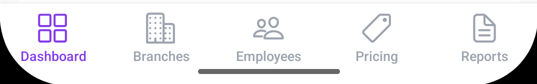 Admin App — Tab Navigation Overview